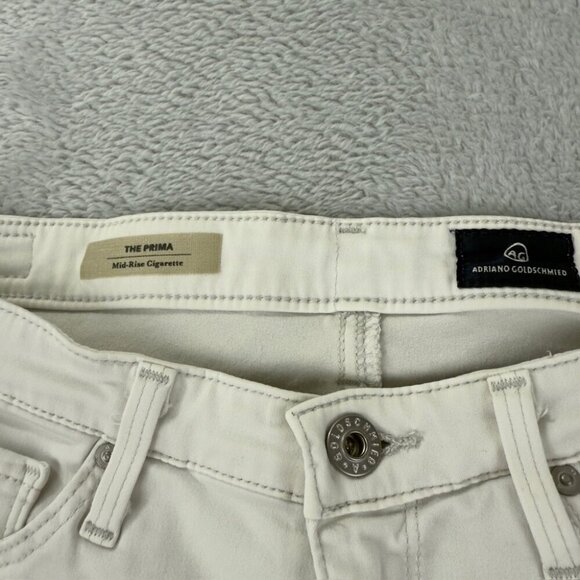 Ag Adriano Goldschmied Skinny Mid Rise Cigarette White Pants Women’s Size 27 US - Picture 11 of 14